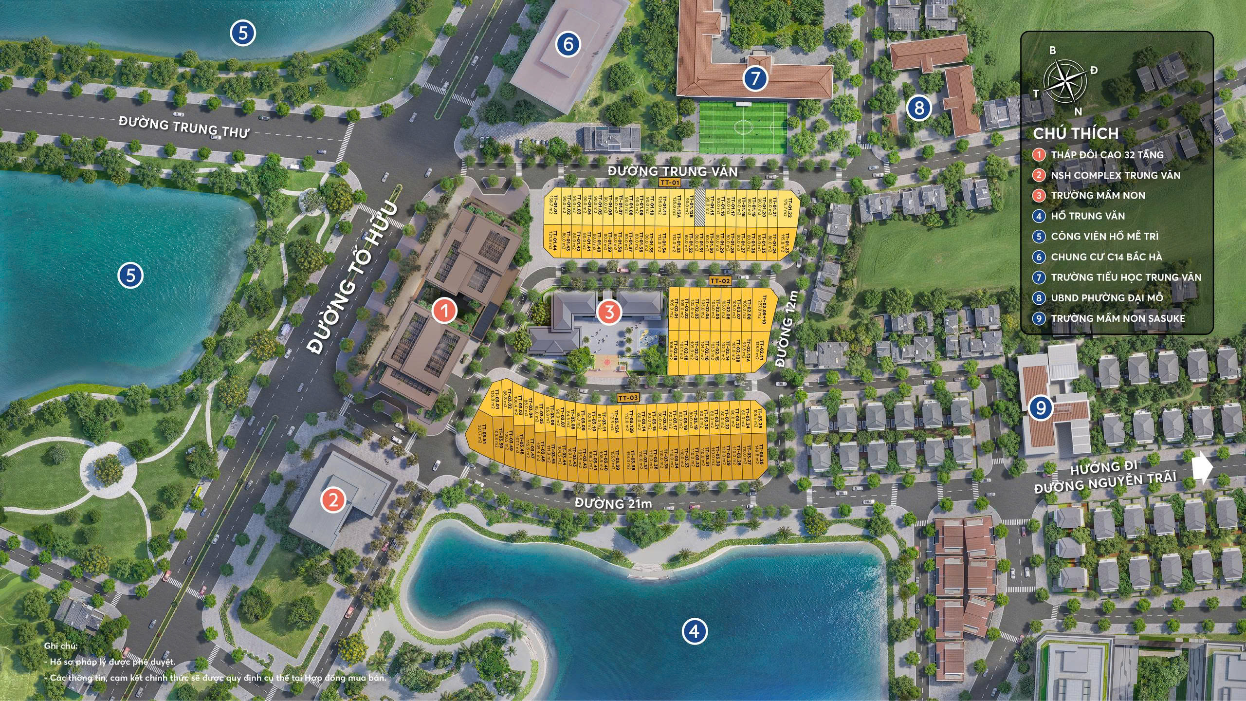Mặt bằng thấp tầng Taseco Trung Văn - Central Lakeside